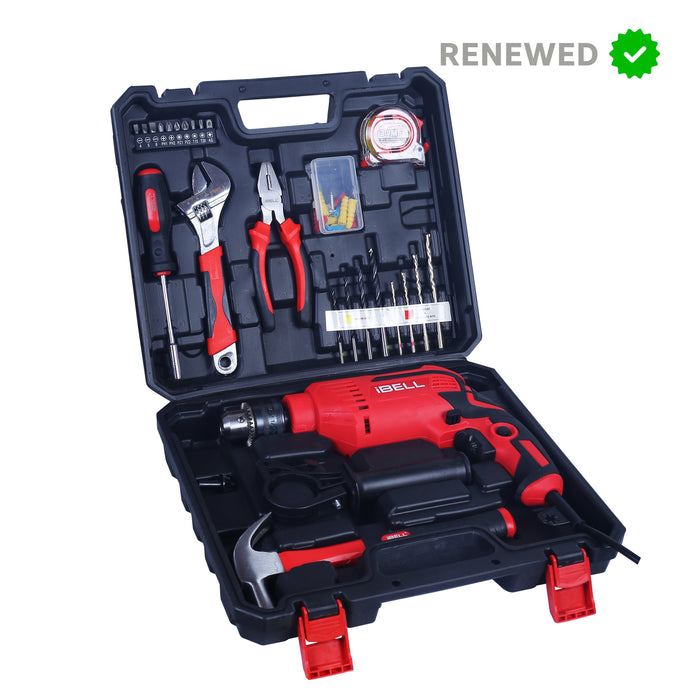 Renewed-IBELL Professional Tool Kit with Impact Drill TD13-85, 650W, Copper Armature, Chuck 13mm, 59 Home Essential Tools/Accessories