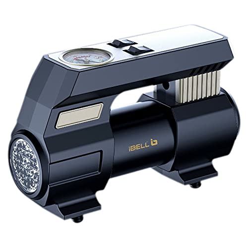 IBELL Car/Bike Tyre Inflator CA12-98, 12V DC, 120W, 12A, Air Flow 25L/min, 150 PSI with Emergency LED Flashlight
