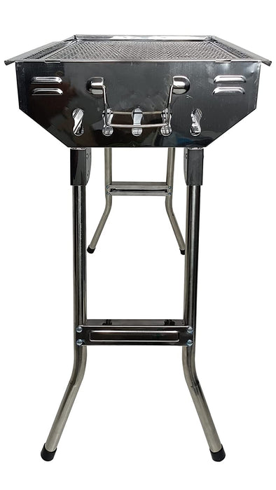 IBELL CA-11 Foldable Stainless Steel Charcoal Barbecue And Tandoor Grill Barbeque Stand For Outdoor Picnic Camping And Travel, Free Standing