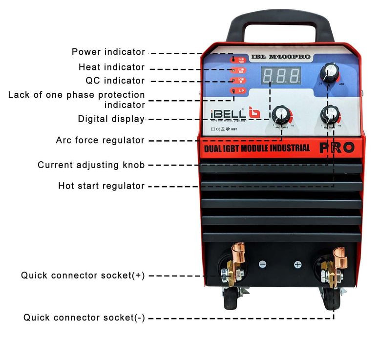 Renewed - iBELL 3-Phase MMA Dual IGBT Industrial Inverter Welding machine 400A,  M400 PRO - 1 Year Warranty