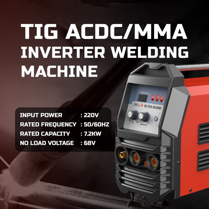 iBELL AC/DC TIG-MMA Inverter Welding Machine T220-108, 220A, 220V, IGBT, Anti Stick, with 10nos Tungsten Rods & All Accessories Included - 1 Year Warranty