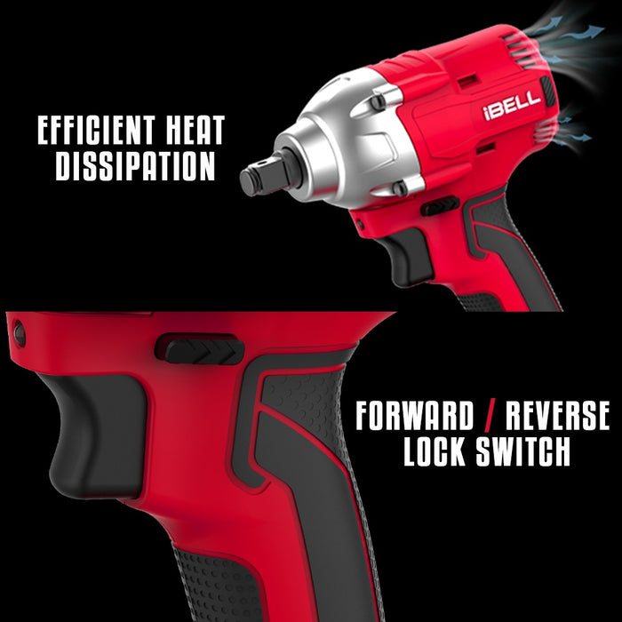 IBELL One Power Series Cordless Impact Wrench BW20-32, 20V Brushless Motor, 300Nm Torque with 2Ah Battery & Charger + BMC BOX
