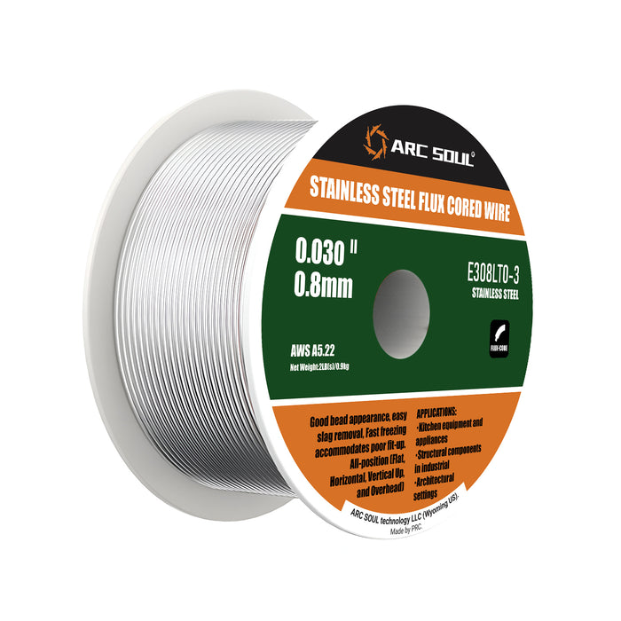 IBELL ARC SOUL E308LTO-3 Stainless Steel Flux Cored Welding Wire –0.8mm (0.030"), 1 kg | AWS A5.22 | All-Position | Easy Slag Removal