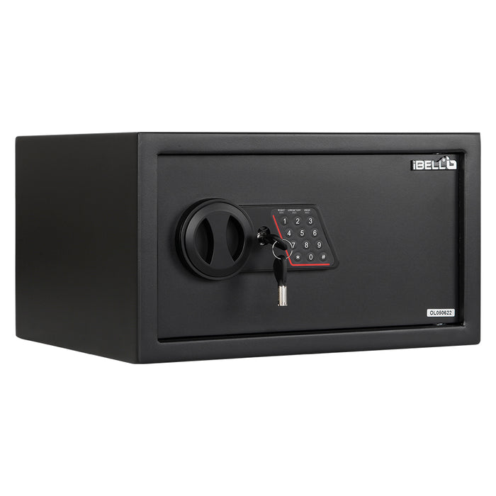 iBELL SL-23B Digital Electronic Safe Locker for Personal and Office Use | 23L Black Locker with White LED Light and Emergency Key Access