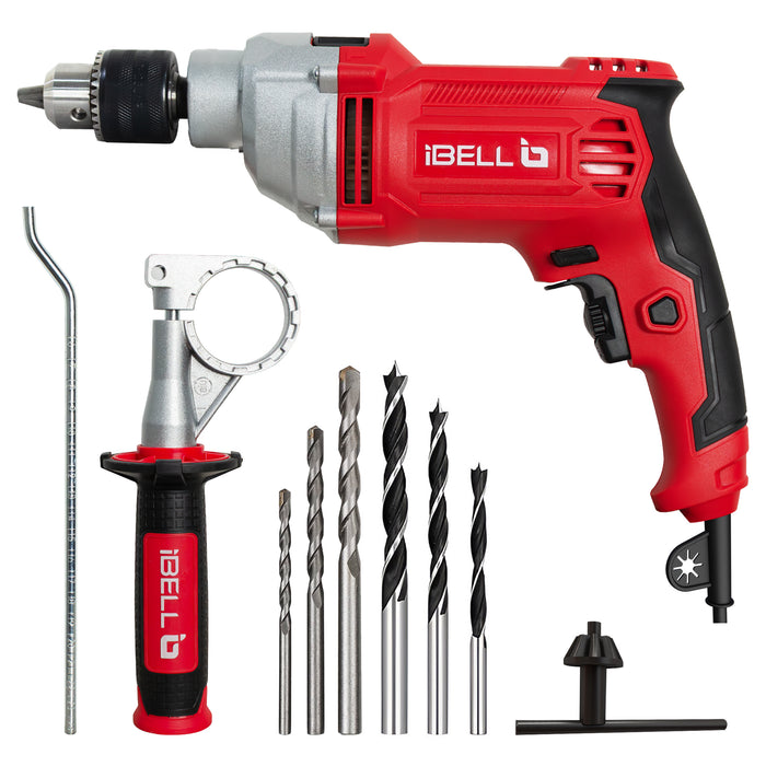 IBell Industrial Impact Drill ID13-30,1100W, Copper Armature, Chuck 13mm manual, 0-3000 RPM, 2 mode selector, Forward/Reverse with variable speed
