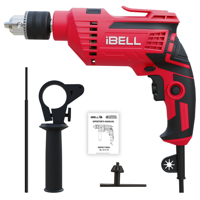 IBELL Impact Drill (Manual chuck), 650W, Copper Armature, Chuck 13mm, 2800 RPM, 2 mode selector, Forward/Reverse with variable speed