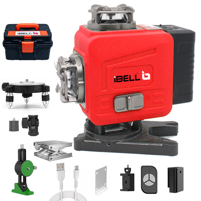 iBELL IBL LL5-16 Professional 16-Line Green Beam Self-Leveling Laser Level, 8 Horizontal & 8 Vertical, ±1mm Accuracy @25m, Pulse Mode, Tripod Compatible, with 2 Rechargeable Batteries for Home, DIY & Professional Use