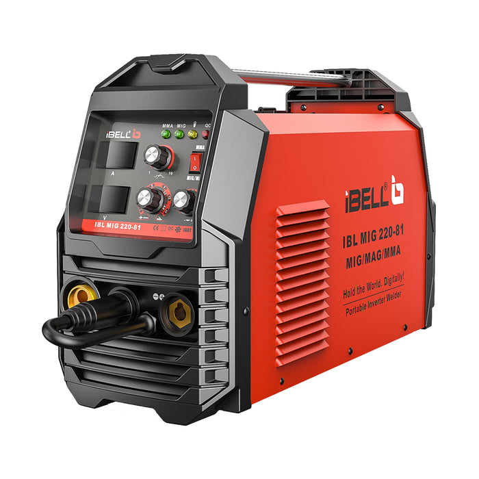 IBELL Digital MIG-220-81 MIG/MAG/MMA Welder,220Amp,220V, Gas Gasless MIG/MAG/MMA 3 in 1 Multiprocess Welder- 1 Year Warranty