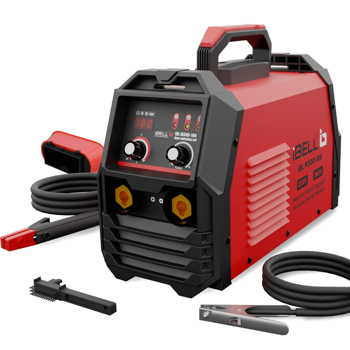 iBELL Dual-phase Heavy Duty Inverter ARC Welding Machine (IGBT) 300A, M300-106 with Hot Start, Anti-Stick Functions, Arc Force Control - 2 Year Warranty