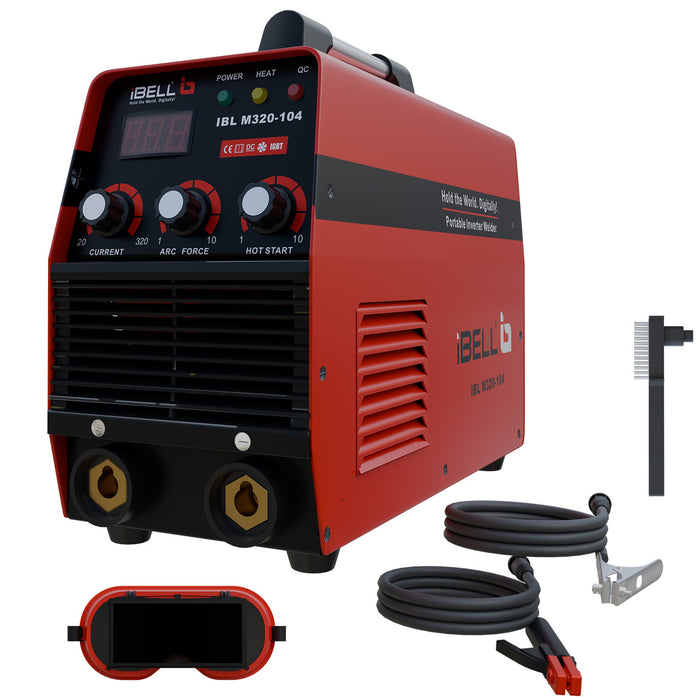 iBELL M320-104 Inverter ARC Welding Machine (IGBT), 320A with Adjustable Hot Start, Anti-Stick Functions, Arc Force Control, VRD, and Thermal Protection – 2 Year Warranty