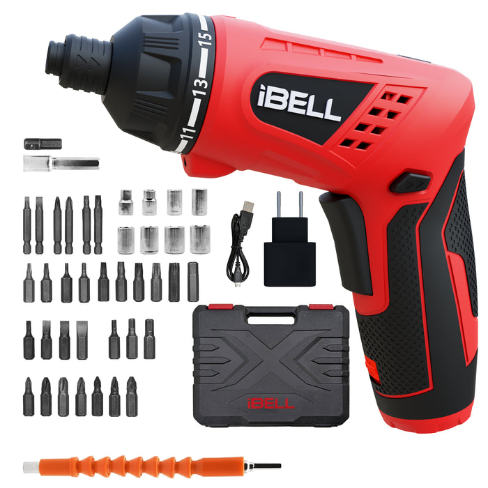 iBELL MS06-16 Cordless Rechargeable Electric Screwdriver 3.6V, 1500mAh Lithium Ion Battery MAX Torque 3.5Nm, 2 Flexible Position and 16 Torque Setting, Front LED and Rear Flashlight- 6 Months Warranty