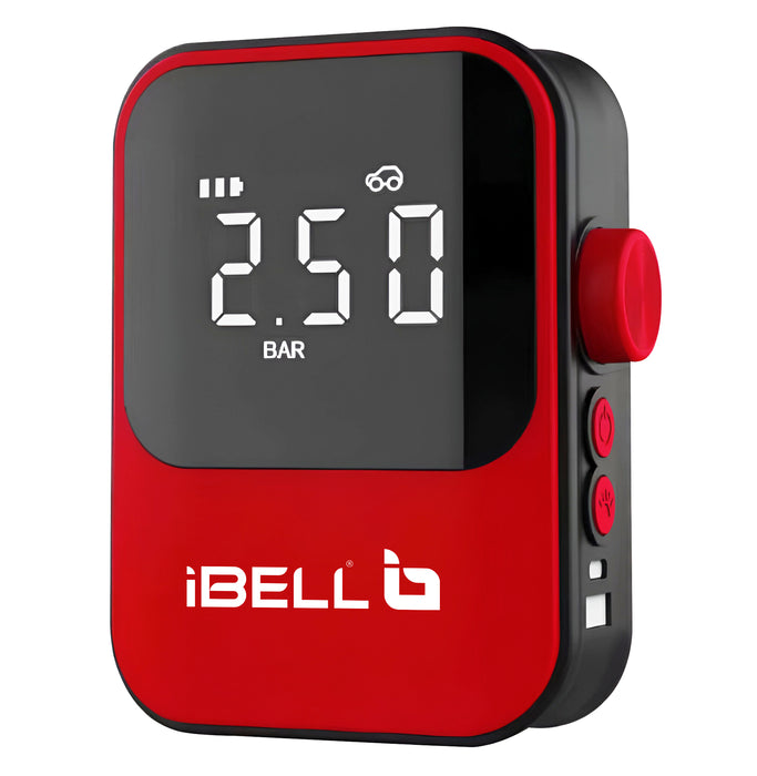 iBell PT17-93 Portable Battery-Powered Tire Inflator with Digital Pressure Gauge, LED Light, and Auto Shut-Off