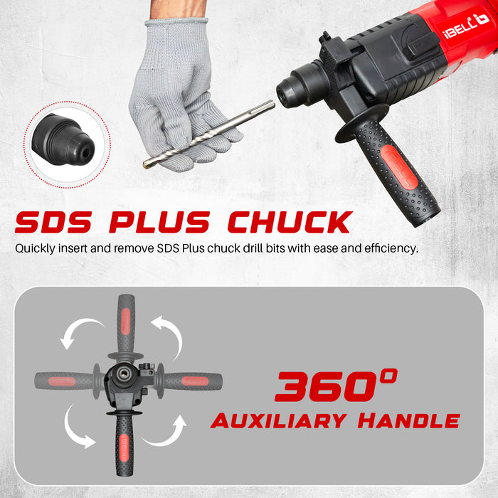 IBELL Rotary Hammer Drill Machine RH20-23, SDS Chuck,500W,850RPM,20MM