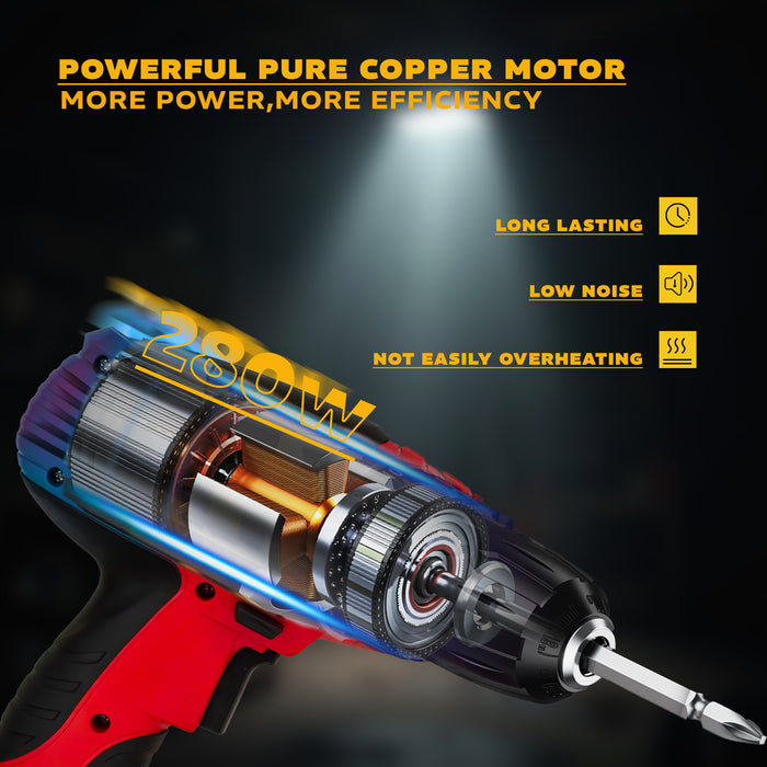 IBELL Electric Screwdriver SD12-75, 280W, Copper Armature, 750RPM, Chuck 10mm (Red)