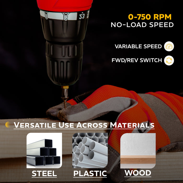 IBELL Electric Screwdriver SD12-75, 280W, Copper Armature, 750RPM, Chuck 10mm (Red)