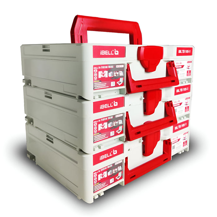 iBELL TB105-1 Stacking Multifunctional Tool Storage Box PACK OF 3 , PC+ABS plastic & 40 kg load capacity