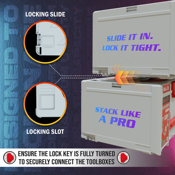 iBELL TB215-1 Large Size Stackable Tool Storage Box - Durable PC+ABS, 50kg Load Capacity, 39x30x21.5cm