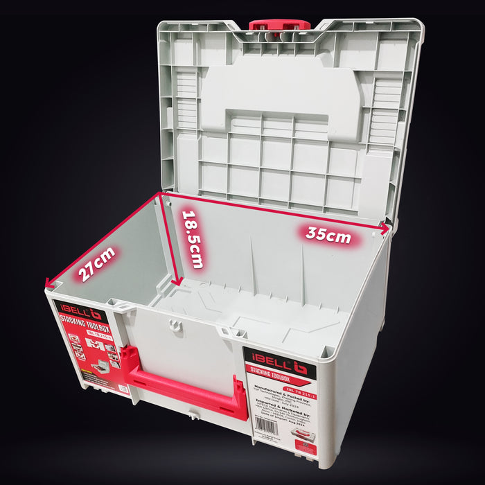 iBELL TB215-1 Large Size Stackable Tool Storage Box - Durable PC+ABS, 50kg Load Capacity, 39x30x21.5cm