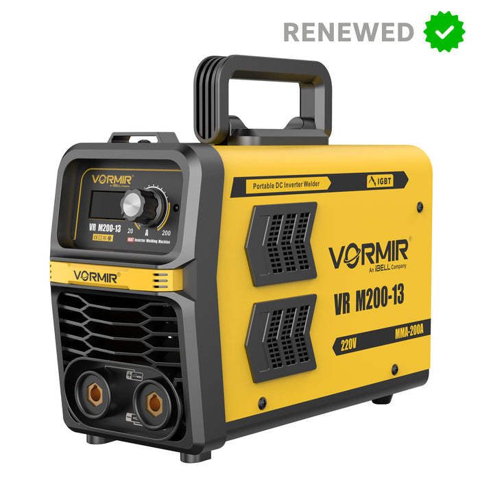 Renewed – iBELL VORMIR VRM200-13 Inverter MMA Welding Machine (Home/DIY) 200A with Hot Start, Anti-Stick Functions – 1-Year Warranty – with Minor Body Scratches – Full Warranty