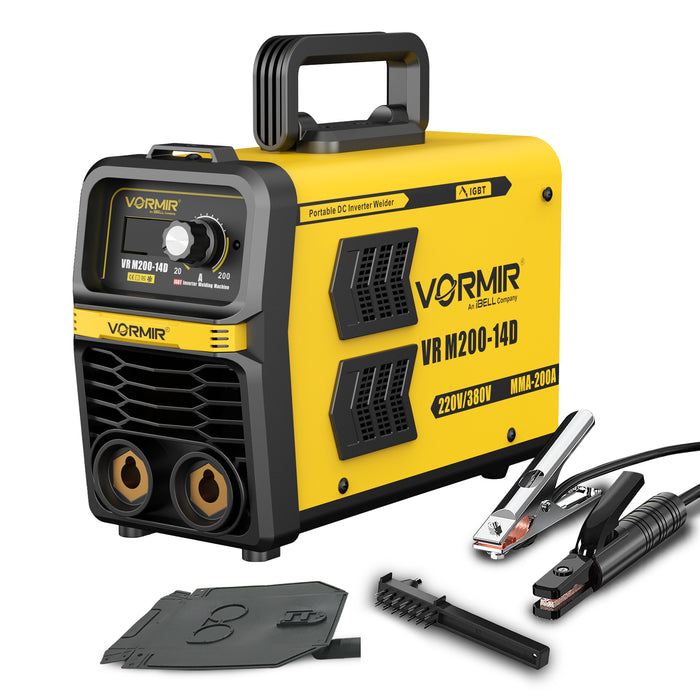 VORMIR Dual-phase Inverter ARC Welding Machine (IGBT) 200A with Hot Start, Anti-Stick Functions, Arc Force Control VR M200-14D - 1 Year Warranty
