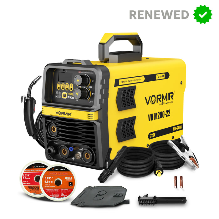 Renewed – iBELL VORMIR VR M200-22 Inverter MMA/MIG/MAG/TIG LIFT Welding Machine (Home/DIY) 200A with Hot Start, Anti-Stick Functions – 1-Year Warranty – with Minor Body Scratches – Full Warranty