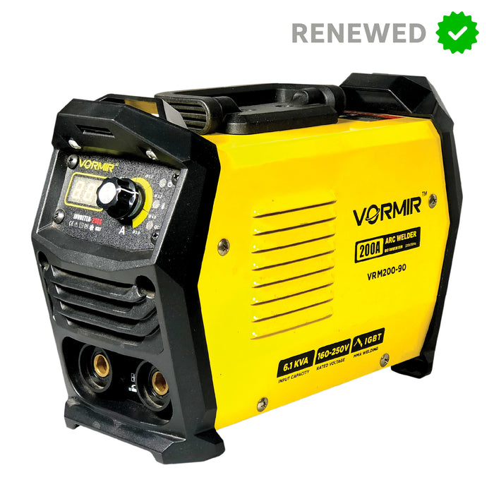 Renewed – VORMIR M200-90 Inverter ARC Welding Machine (IGBT) 200A with Hot Start, Anti-Stick Functions, Arc Force Control – 1-Year Warranty – with Minor Body Scratches – Full Warranty