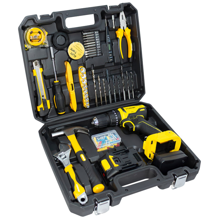 iBELL VR BT21-38 Cordless Brushless Impact Drill Tool Box | 20V Max | 2-Speed Gear | 38Nm Torque | 10mm Chuck | Li-ion Battery | Suitable for Wood, Steel & Concrete | DIY & Professional Use