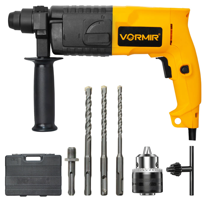 IBELL VORMIR Rotary Hammer Drill VR RH20-23, 500W, Copper Armature, 850RPM, Speed 3900/min, SDS Plus Chuck 20mm, 1.5J with Accessories