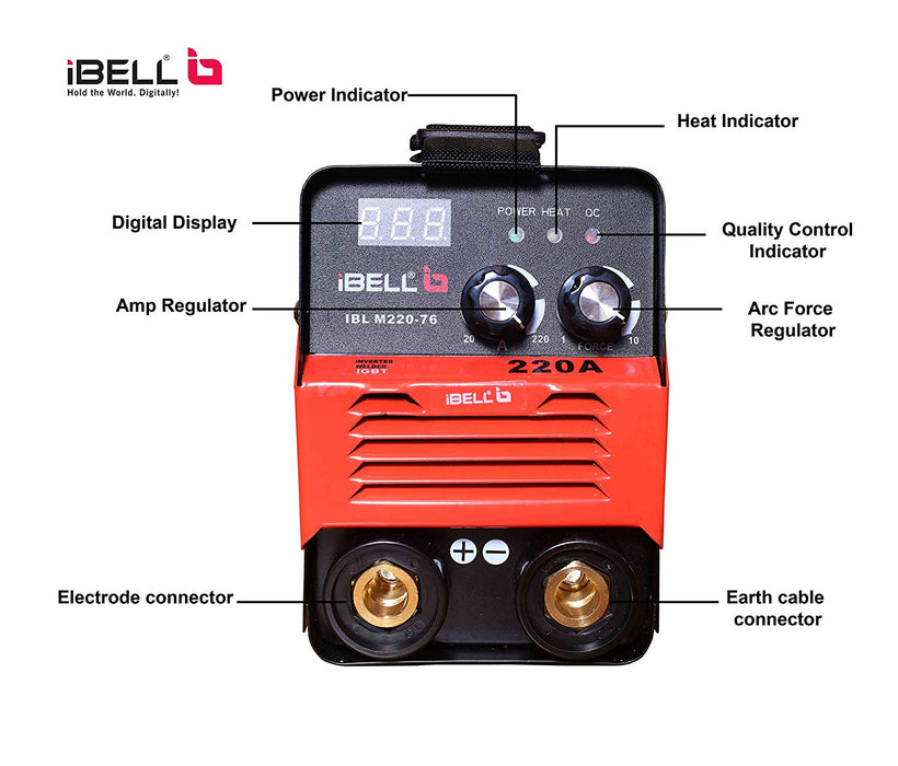 iBELLM220-76 Inverter ARC Welding Machine (IGBT) 220A with Hot Start, Anti-Stick Functions, Arc Force Control - 2 Year Warranty