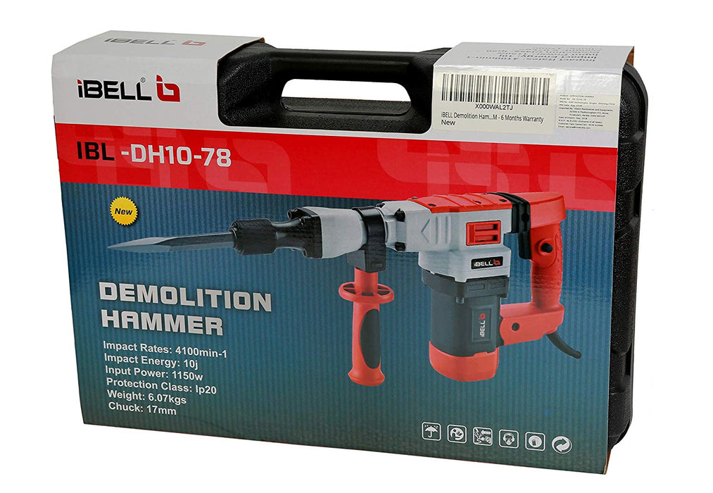 iBELL DH10-78 Demolition Hammer 1150W, 4100RPM, 230V, 17MM - 6 Months Warranty