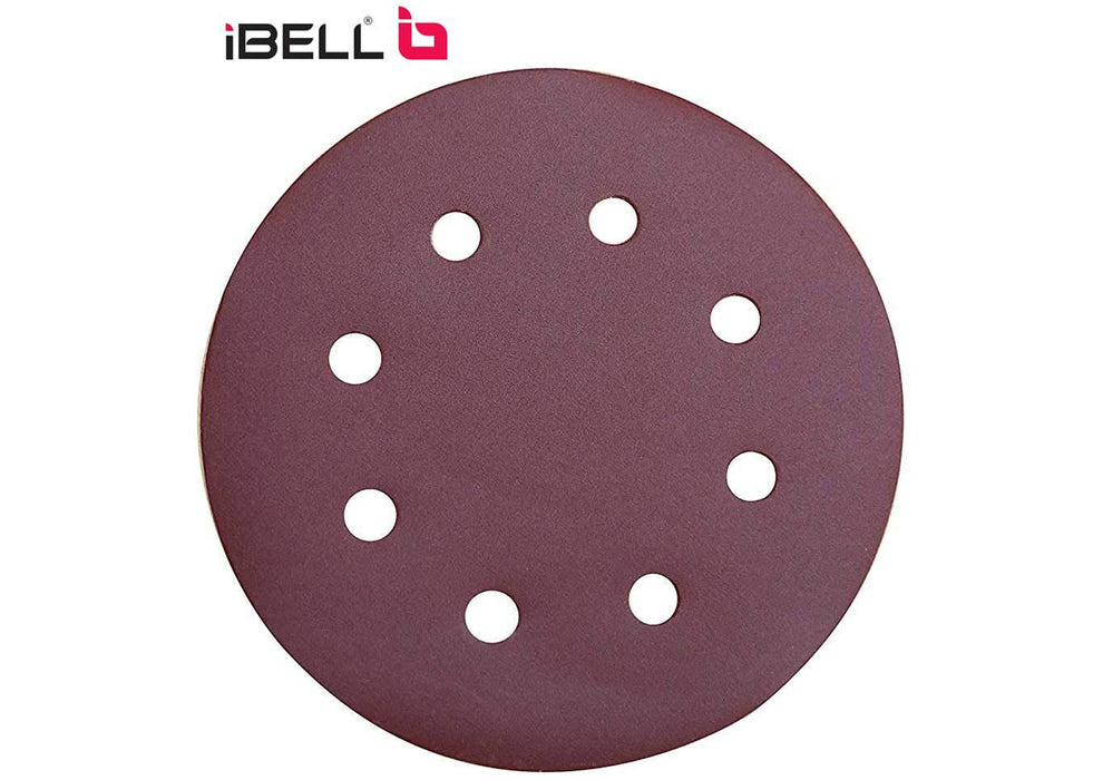 iBELL 180 mm/7-inch Sanding Disc with 8 Holes for Dust Vacuum 100 Grit (Brown)- Pack of 10 Pieces