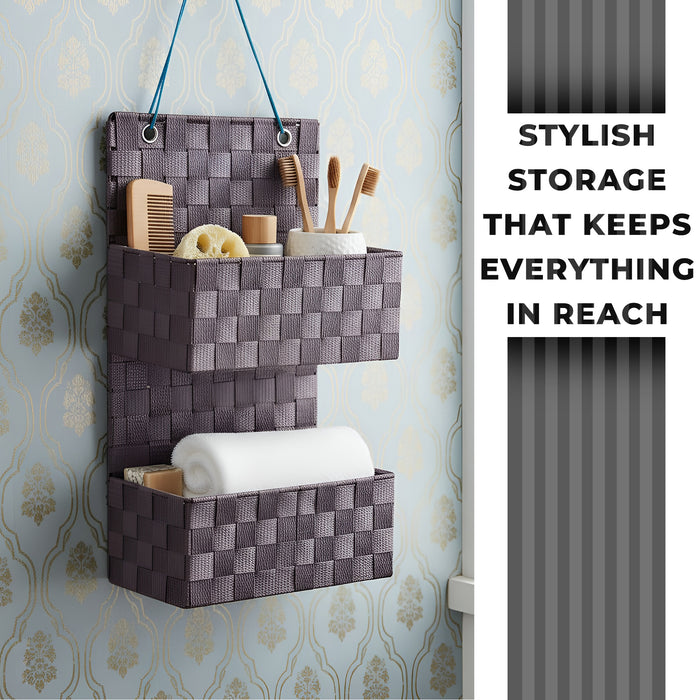 IBL 16-SP iBELL Nylon Hanging Storage Box for Clothes | Wardrobe Organizer | Cloth Storage Box | Pack of 2 | Purple Polka Dot Design