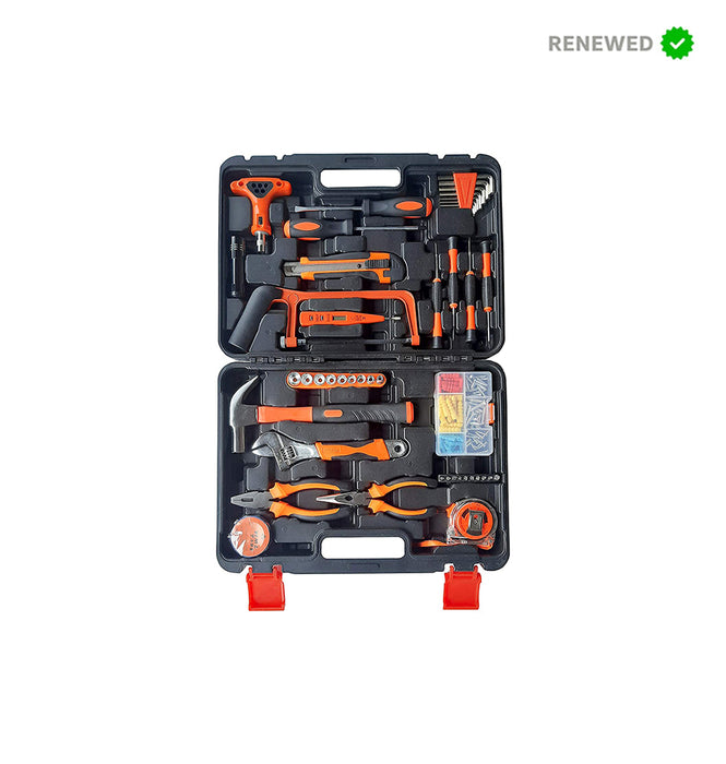 RENEWED - iBELL TB145-9, 145 Piece Socket Wrench Auto Repair Tool Combination Package Mixed Tool Set Hand Tool Kit with Plastic Toolbox Storage Case