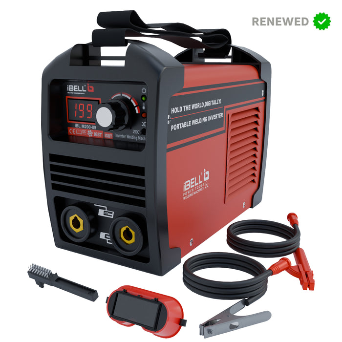 RENEWED - iBELL 200-89 Inverter ARC Compact Welding Machine (IGBT) 200A with Hot Start and Anti-Stick Functions - 1 Year Warranty