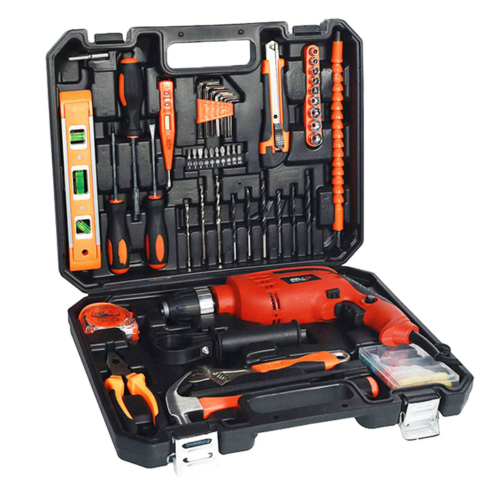 Renewed – iBELL Professional Tool Kit with Impact Drill TD13-100, 650W, Copper Armature, 13mm Keyless Chuck, 115 Home Essential Tools/Accessories – 6-Month Warranty – with Minor Body Scratches – Full Warranty