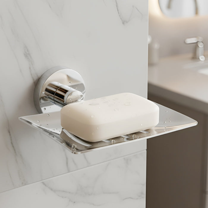 IBL 24-SS iBELL Masterpiece Square Soap Holder for Bathroom/Stainless Steel Soap Stand for Bathroom/Soap Case - Bathroom Accessories (Chrome)