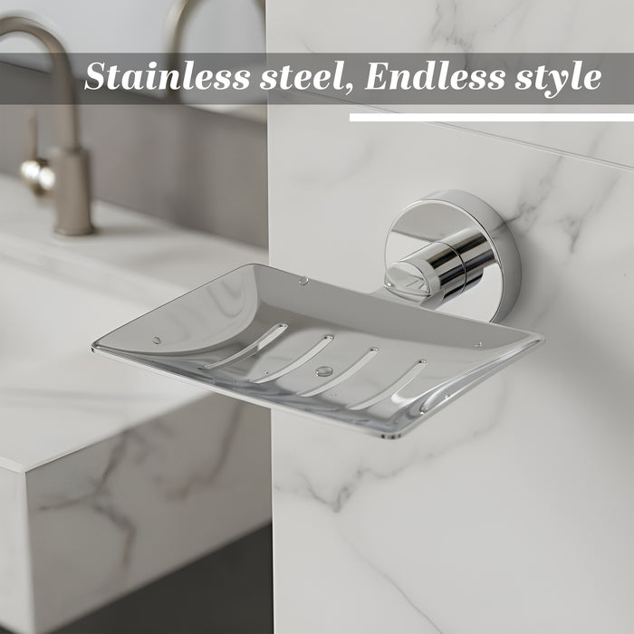 IBL 24-SS iBELL Masterpiece Square Soap Holder for Bathroom/Stainless Steel Soap Stand for Bathroom/Soap Case - Bathroom Accessories (Chrome)