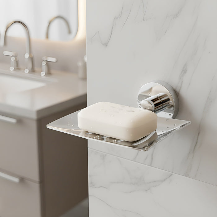 IBL 24-SS iBELL Masterpiece Square Soap Holder for Bathroom/Stainless Steel Soap Stand for Bathroom/Soap Case - Bathroom Accessories (Chrome)