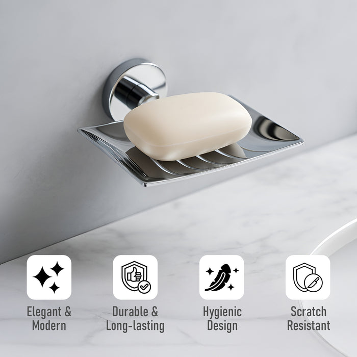 IBL 24-SS iBELL Masterpiece Square Soap Holder for Bathroom/Stainless Steel Soap Stand for Bathroom/Soap Case - Bathroom Accessories (Chrome)