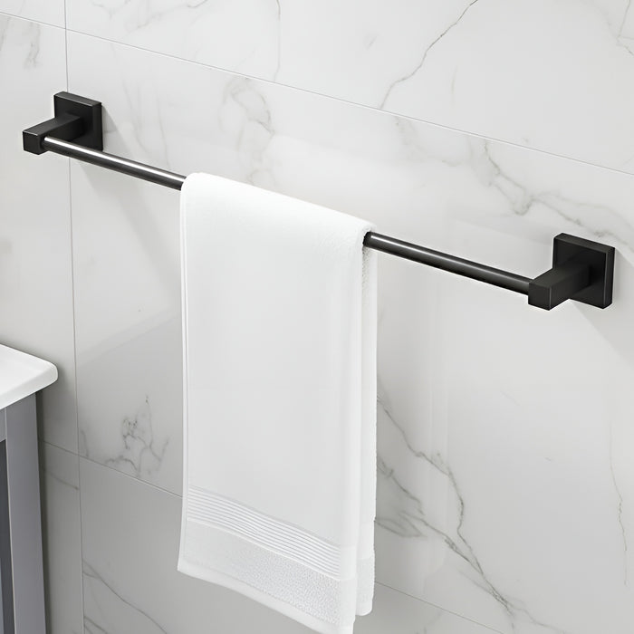 IBL 31-BH iBELL Single Towel Bar for Bathroom, Stainless Steel Wall-Mounted Towel Holder with Screws – Matte Black, 62 cm, Hotel Style