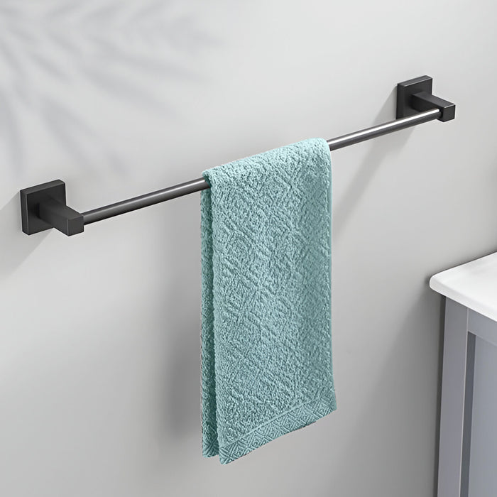 IBL 31-BH iBELL Single Towel Bar for Bathroom, Stainless Steel Wall-Mounted Towel Holder with Screws – Matte Black, 62 cm, Hotel Style