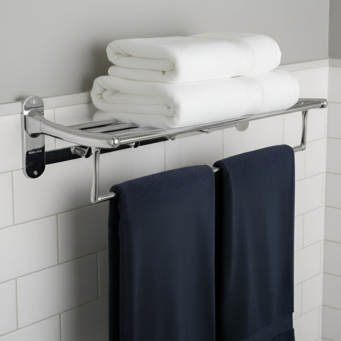 IBL 39-SS iBELL 57 cm (22.5-Inch) Classic Stainless Steel Folding Towel Rack for Bathroom | 90° Foldable Space-Saving Towel Stand | Towel Hanger | Bathroom Accessories