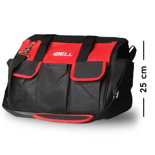 iBell 14'' Multipurpose Tools Storage Open Mouth Bag for Easy & Convenient Storage, RED & BLACK