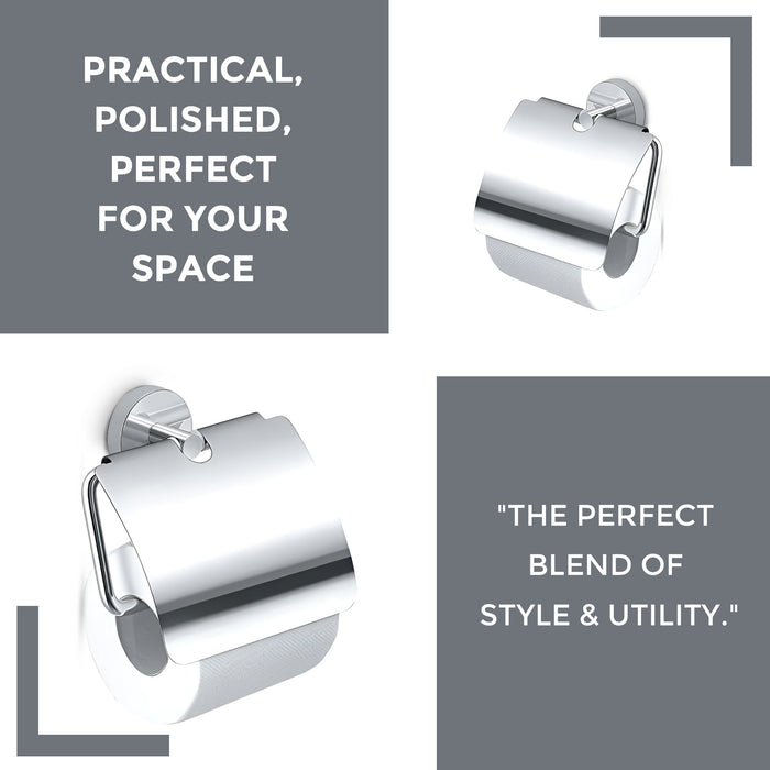 IBL 44-PS iBELL Toilet Paper Roll Holder for Bathroom | Stainless Steel Toilet Tissue Holder | Wall-Mounted Toilet Roll Stand | Bathroom Accessories - Chrome