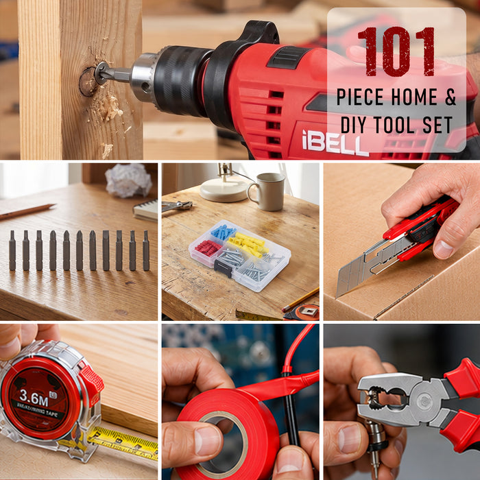 IBELL Professional 500RE Impact Drill Tool Kit | 650W Copper Motor | 13mm Chuck | 101-Piece Home & DIY Accessories Set | Variable Speed up to 2800 RPM | Durable Carry Case- 24 Months Warranty