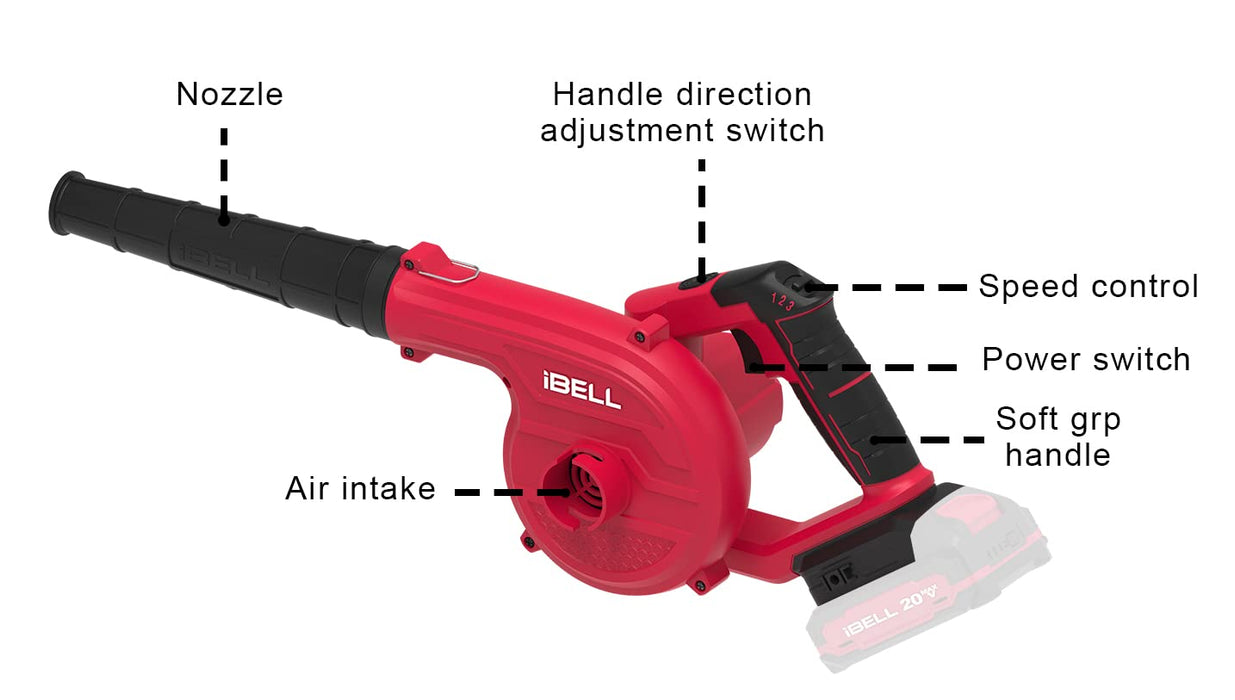 IBELL One Power Series 2-in-1 Cordless Blower CB20-68 20V 2.6M3/MIn (Battery & Charger not Included) with 6 months warranty