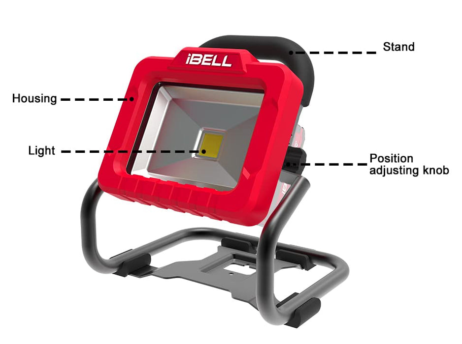IBELL One Power Series Portable Rechargeable Work Light BL20-20 20V 20W 1800Lm (Battery & Charger not included) with 6 months warranty