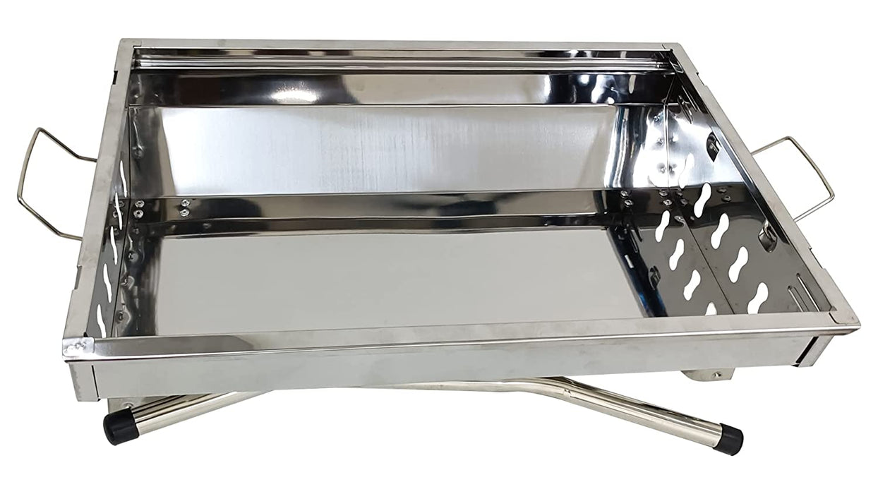 IBELL CA-11 Foldable Stainless Steel Charcoal Barbecue And Tandoor Grill Barbeque Stand For Outdoor Picnic Camping And Travel, Free Standing