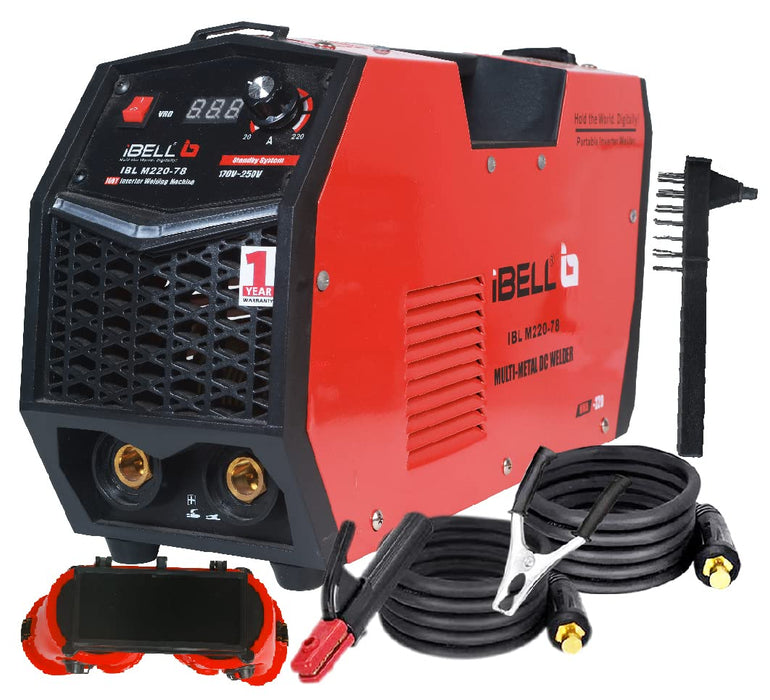 iBELL M220-78 Inverter ARC Multi Metal (SS/IRON/CARBON STEEL/COPPER/ALUMINIUM/ZINC) Welding Machine (IGBT) 220A - 1 Year Warranty