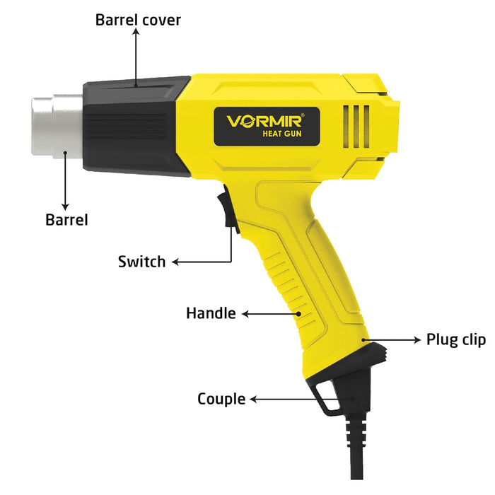 IBELL VORMIR HG18-40 Heat Gun with 4 Nozzles, 1800W, Dual Air Flow 250L / Min & 550L / Min